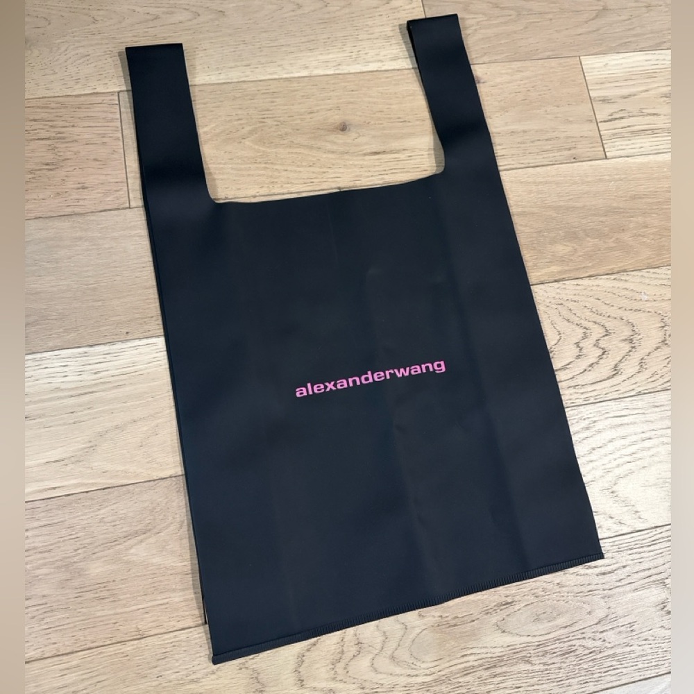 Alexander Wang Black Rubber Tote Bag with Pink Logo NEW Hobo Ricco